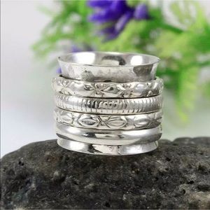 Wide sterling silver Meditation cuff ring